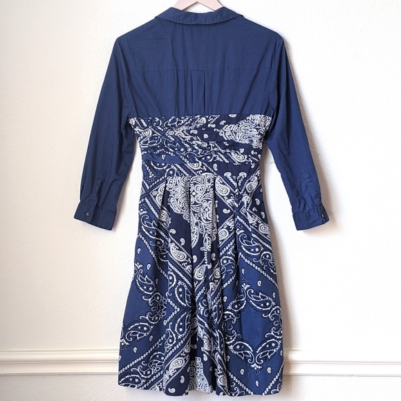 anthropologie holding horses blue bandana print midi dress - Picture 3 of 5